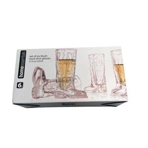 Home Essentials Light Pink Glass Western Cowgirl Boot Shot Glasses Set of 6